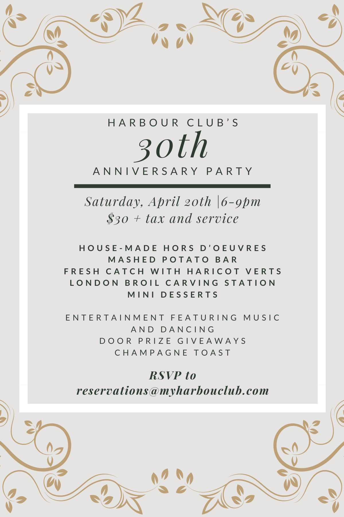 Harbour Club's 30th Anniversary Party